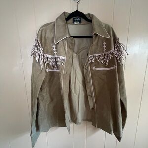 Arella Leather and  Fringe Western Shirt